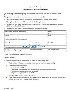 Form 470-3632 Guardianship Subsidy Application