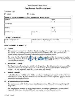 Form 470-3631 Guardianship Subsidy Agreement