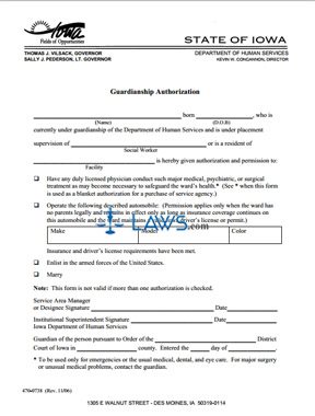 Form 470-0738 Guardianship Authorization