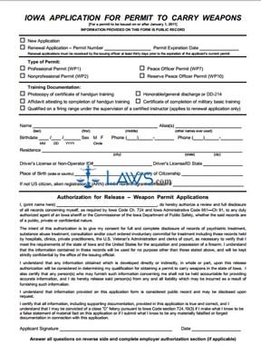 Form Application for Permit To Carry Weapons