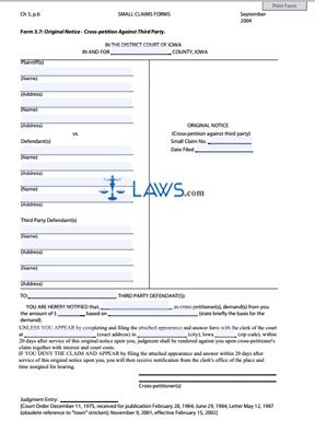 Form 3.7 Original Notice - Cross-petition Against Third Party