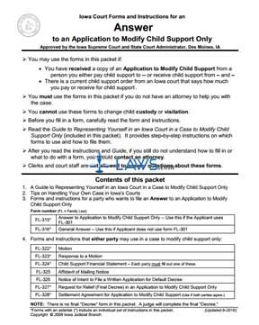 Form Answer to an Application to Modify Child Support Only