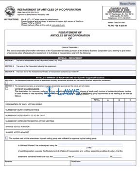 Form 42152 Restatement of Articles