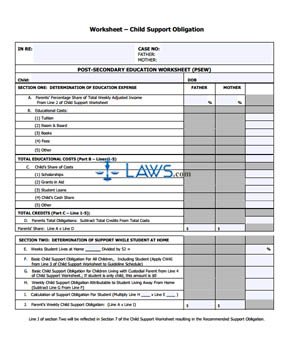 Post-Secondary Education Worksheet (PSEW)