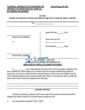 Affidavit to Proceed in Forma Pauperis Rule 40(A)