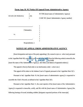 Notice of Appeal of Administrative Agency Rule 9(I)