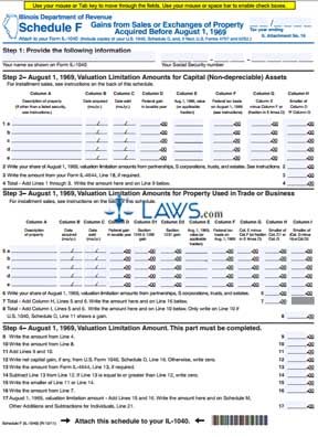 Form Schedule F Gains from Sales or Exchanges of Property