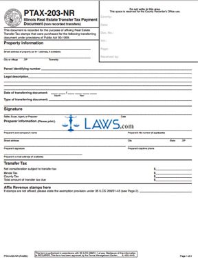 Form PTAX-203 NR Real Estate Transfer Tax Payment Document