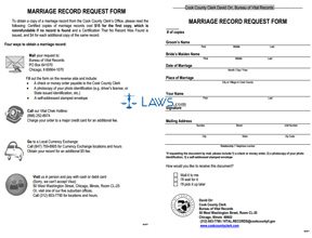 Form Marriage Certificate Request Form (Cook County)