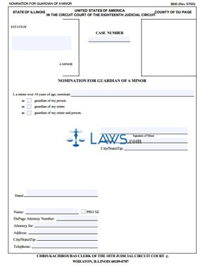 Form 3835 Nomination for Guardian of a Minor