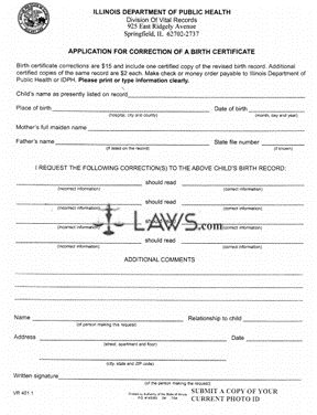 Free Form Application For Correction Of A Birth Certificate Free Legal Forms Laws Com