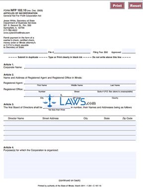 Form NFP-102.10 Articles of Incorporation 
