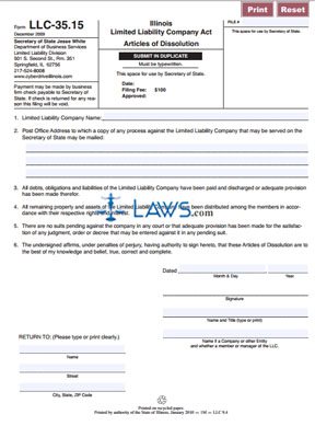 Form LLC-35.15 Articles of Dissolution 
