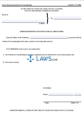 Form CCP0001 Order Dismissing Petition for Guardianship