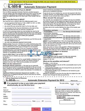 Form IL-505-B Automatic Extension Payment 