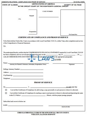 Form 3418 Domestic Relations Compliance and Proof of Service (DuPage County) 