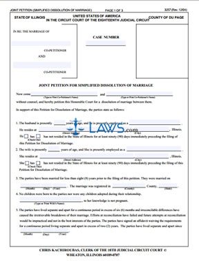 Form 3257 Joint Petition Simplified Dissolution of Marriage (DuPage County) 
