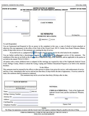Form 3254 Circuit Court Summons - Domestic Relations (DuPage County) 