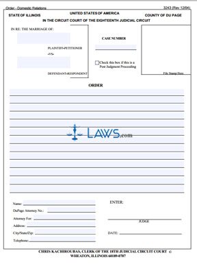 Form 3243 Order - Domestic Relations (DuPage County) 