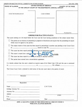 Form 3244 Order for Inactive Status - Domestic Relations Division (DuPage County) 