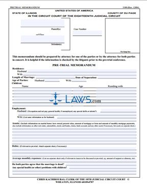 Form 3180 Pretrial Memorandum (DuPage County) 