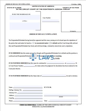 Form 3116 Order of Default by Stipulation (DuPage County) 