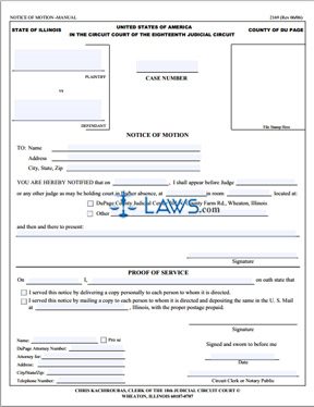 Form 2169 Domestic Relations Pro Se Notice of Motion (DuPage County) 