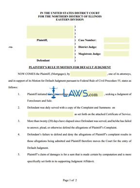 Form Plaintiff’s Rule 55 Motion for Default Judgment