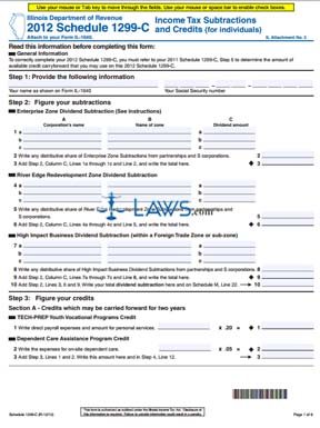 Form Schedule 1299-C Income Tax Subtraction and Credits 