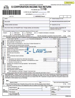 Form N35 S-Corporation Income Tax Return 