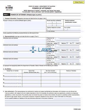 Form N848 Power of Attorney 