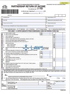 Form N20 Partnership Tax Return 