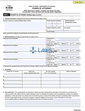 Form N-848 Power of Attorney 