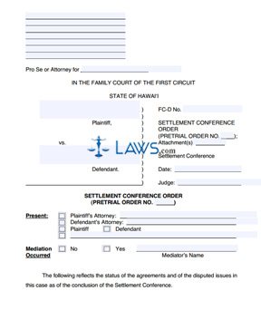 Form 1F-P-763 Pretrial Order 2 (Settlement Conference Order) 
