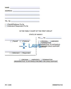 Form 1F-P-522 Order/Notice to Withhold Income for Child Support 