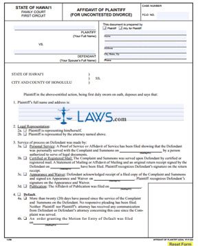Form 1F-P-333 Affidavit of Plaintiff (Form Only) 