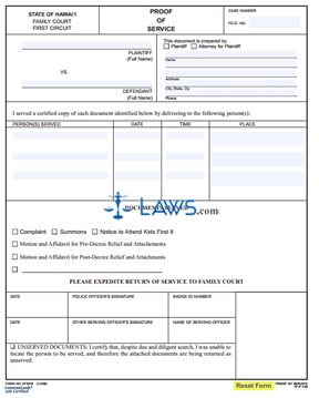 Form 1F-P-140 Proof of Service (Form Only) 