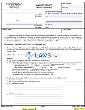 Form 1F-P-096 Divorce Decree (Without Children) 