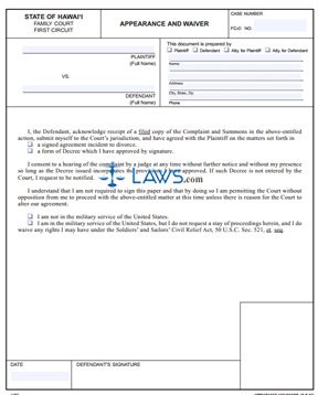 Form 1F-P-332 Appearance and Waiver 