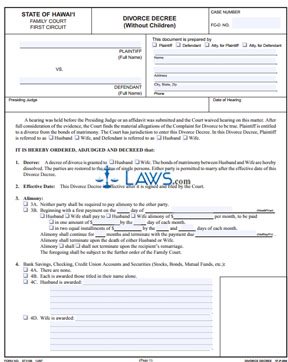 Form 1F-P-096 Divorce Decree