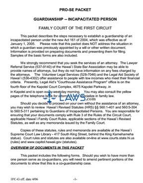 Form 1FC-G Guardianship Incapacitated Person(Pro Se Packet)