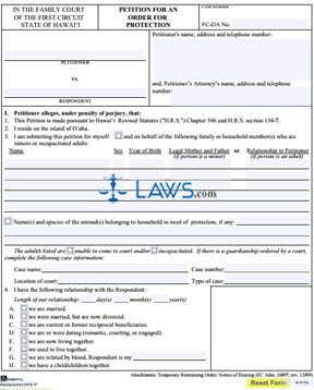 Form 1F-P-752 Petition for an Order for Protection 