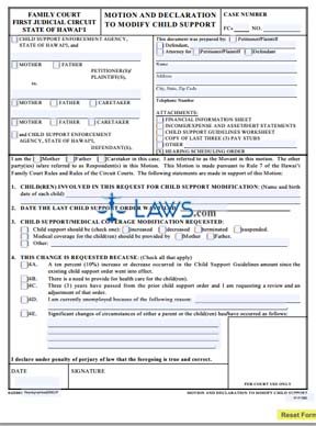 Form 1F-P-580 Motion and Declaration to Modify Child Support