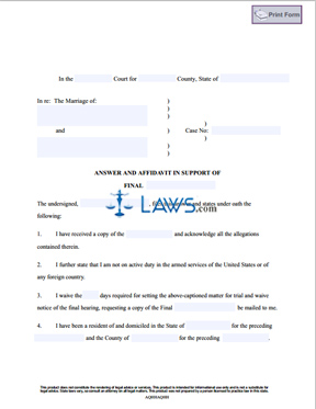 Answer and Affidavit in response