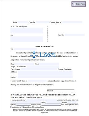 Notice of Hearing