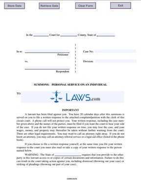 Summons: Personal Service on an Individual