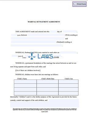 Marriage settlement Agreement