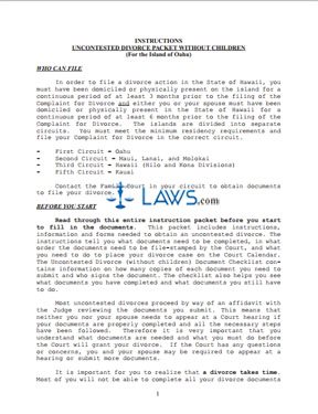 Forms Only - Uncontested Divorce without Children