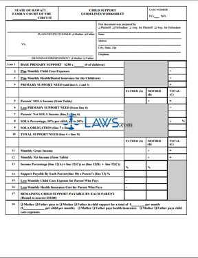 Child Support Guidelines Worksheet - Attachment B1