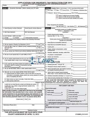 Form Application for Property Tax Reduction for 2012